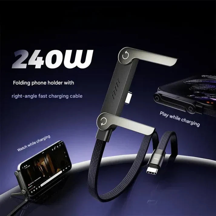 TYPE-C to TYPE-C 2-in-1 Invisible Holder Charger Cable with Stand - 240W Fast Charging