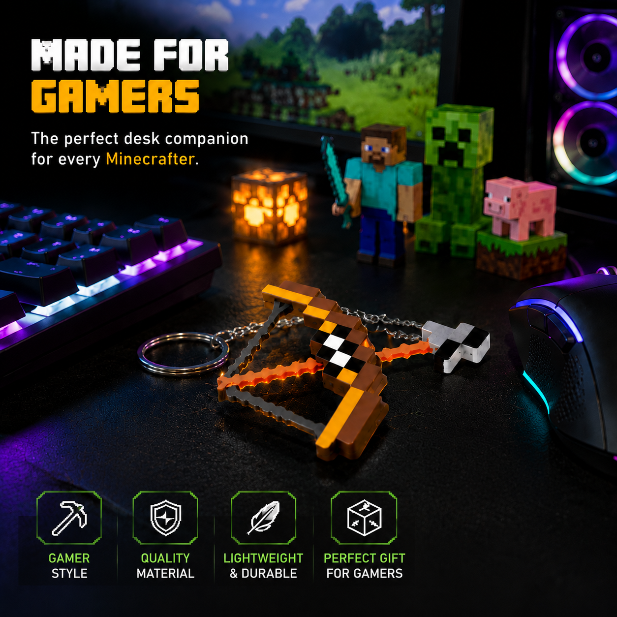 Minecraft-Inspired Crossbow Keychain