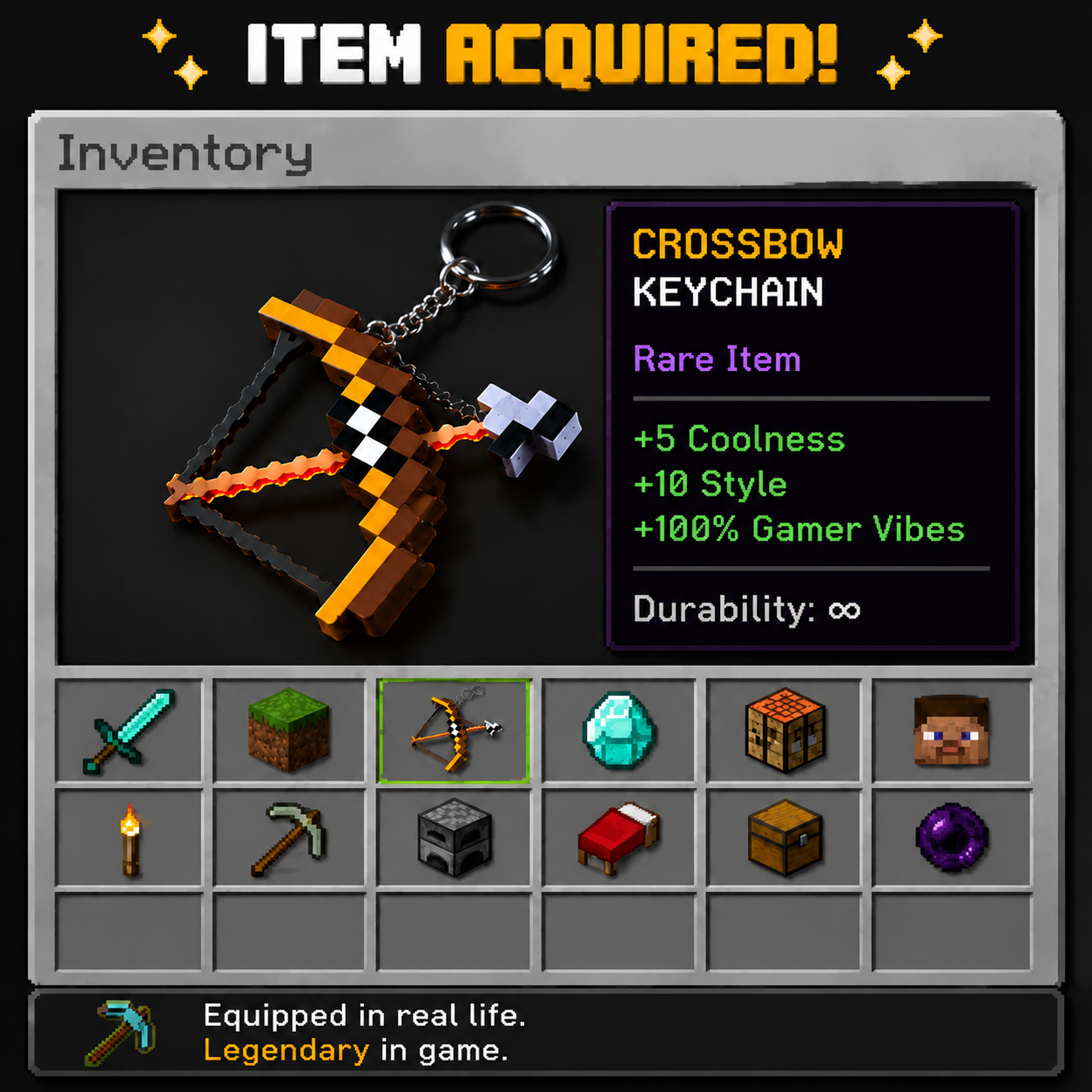 Minecraft-Inspired Crossbow Keychain