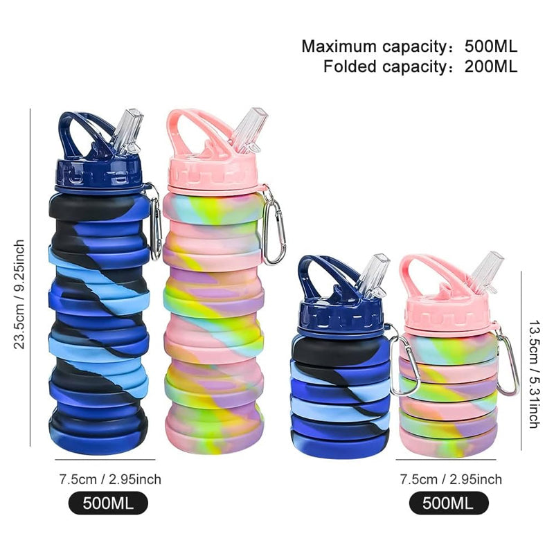Collapsible BPA-Free Silicone Foldable Water Bottle - 500 ML