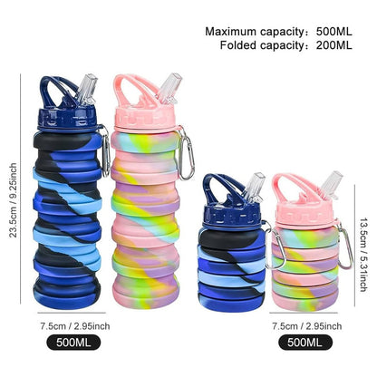 Collapsible BPA-Free Silicone Foldable Water Bottle - 500 ML