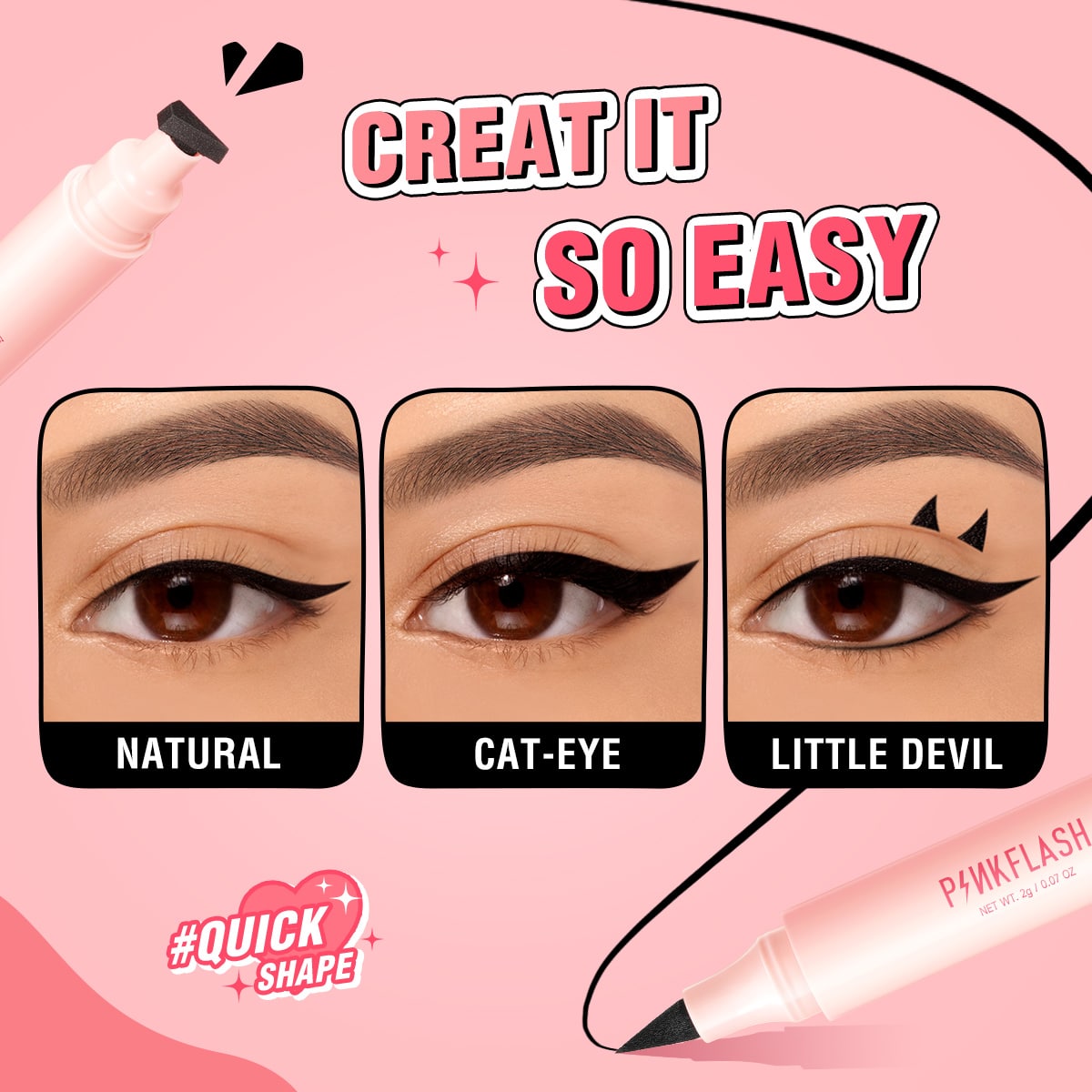 PINKFLASH Instant Shape Lasting Wingled Eyeliner Stamp 2-in-1  -  BK01