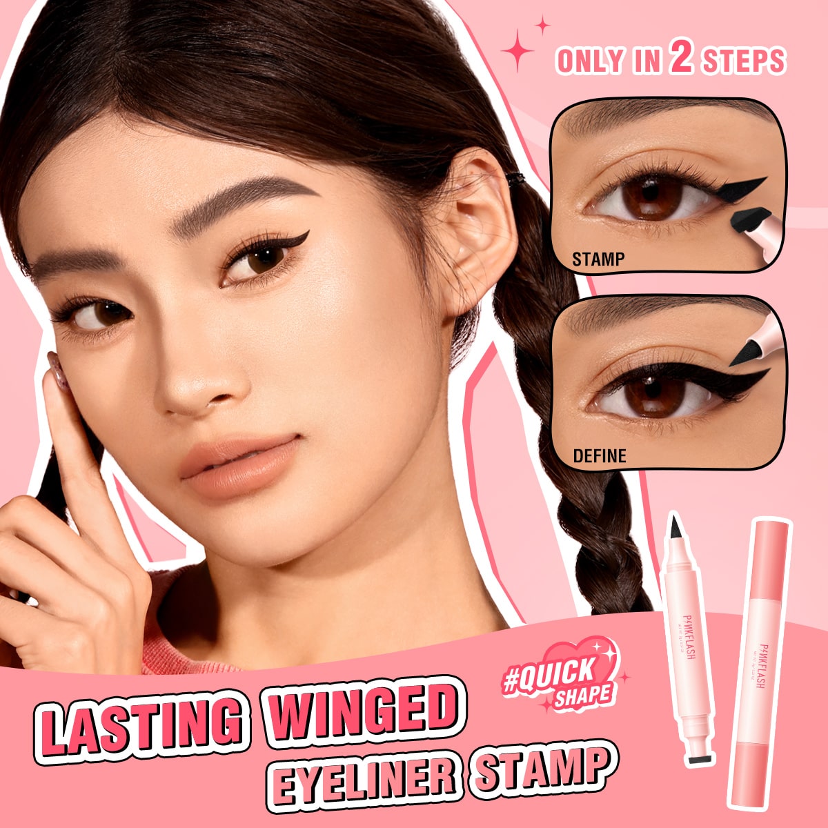 PINKFLASH Instant Shape Lasting Wingled Eyeliner Stamp 2-in-1  -  BK01