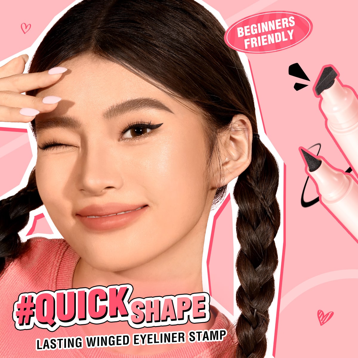 PINKFLASH Instant Shape Lasting Wingled Eyeliner Stamp 2-in-1  -  BK01