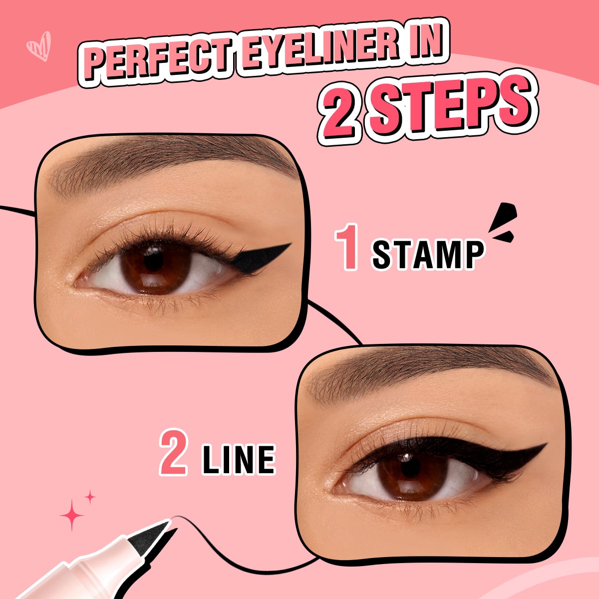 PINKFLASH Instant Shape Lasting Wingled Eyeliner Stamp 2-in-1  -  BK01