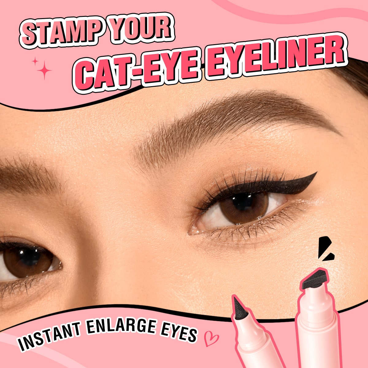PINKFLASH Instant Shape Lasting Wingled Eyeliner Stamp 2-in-1  -  BK01