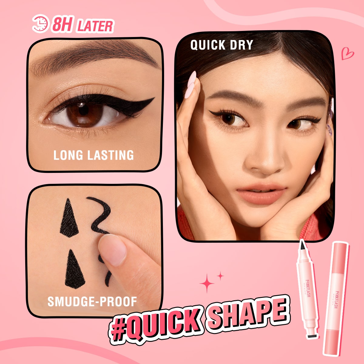 PINKFLASH Instant Shape Lasting Wingled Eyeliner Stamp 2-in-1  -  BK01