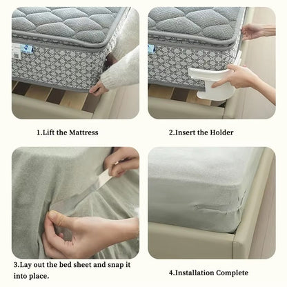 4 Pack Fitted Sheet Holder |  Lock Sheet Holders Keep Sheets Firm & Tight, Bed Sheet Holders for Corners Bed Sheet Holder