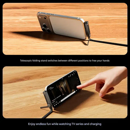 TYPE-C to TYPE-C 2-in-1 Invisible Holder Charger Cable with Stand - 240W Fast Charging