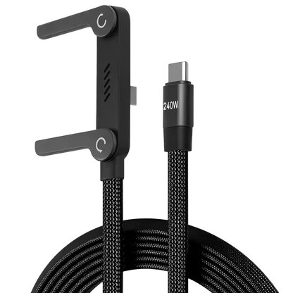 TYPE-C to TYPE-C 2-in-1 Invisible Holder Charger Cable with Stand - 240W Fast Charging