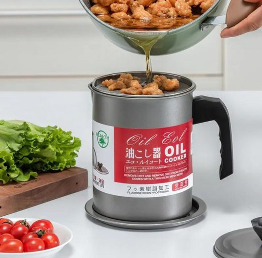 Oil Storage & Filtration Pot with Lid